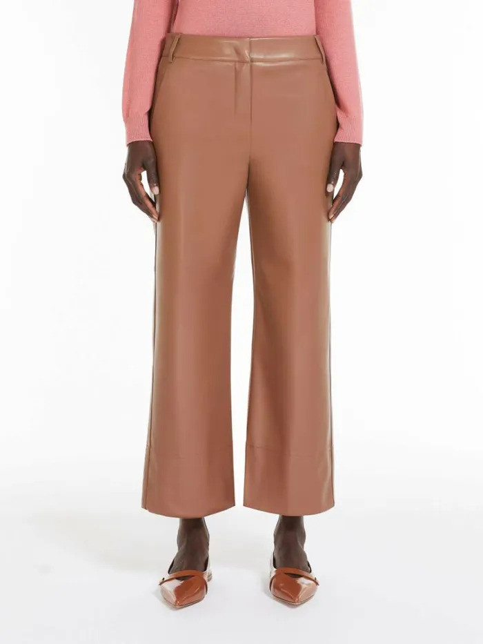 Women Max Mara Trousers And Jeans Coated Fabric Slim Trousers Hazelnut Brown