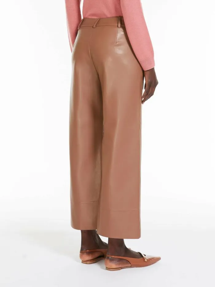 Women Max Mara Trousers And Jeans Coated Fabric Slim Trousers Hazelnut Brown