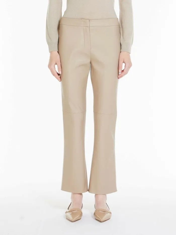 Women Max Mara Trousers And Jeans Coated Fabric Trousers Beige