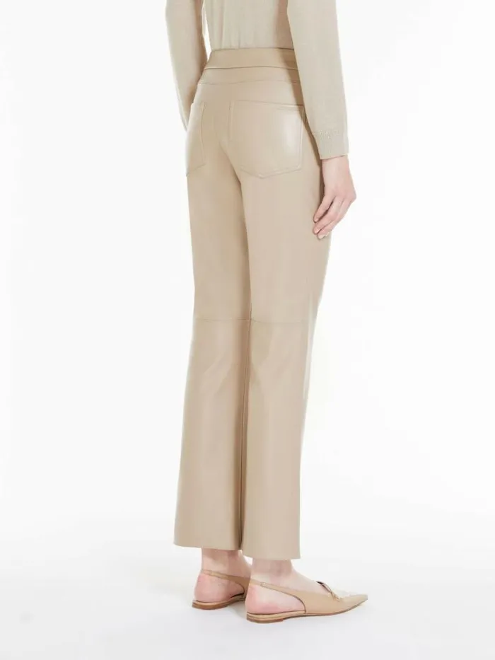 Women Max Mara Trousers And Jeans Coated Fabric Trousers Beige