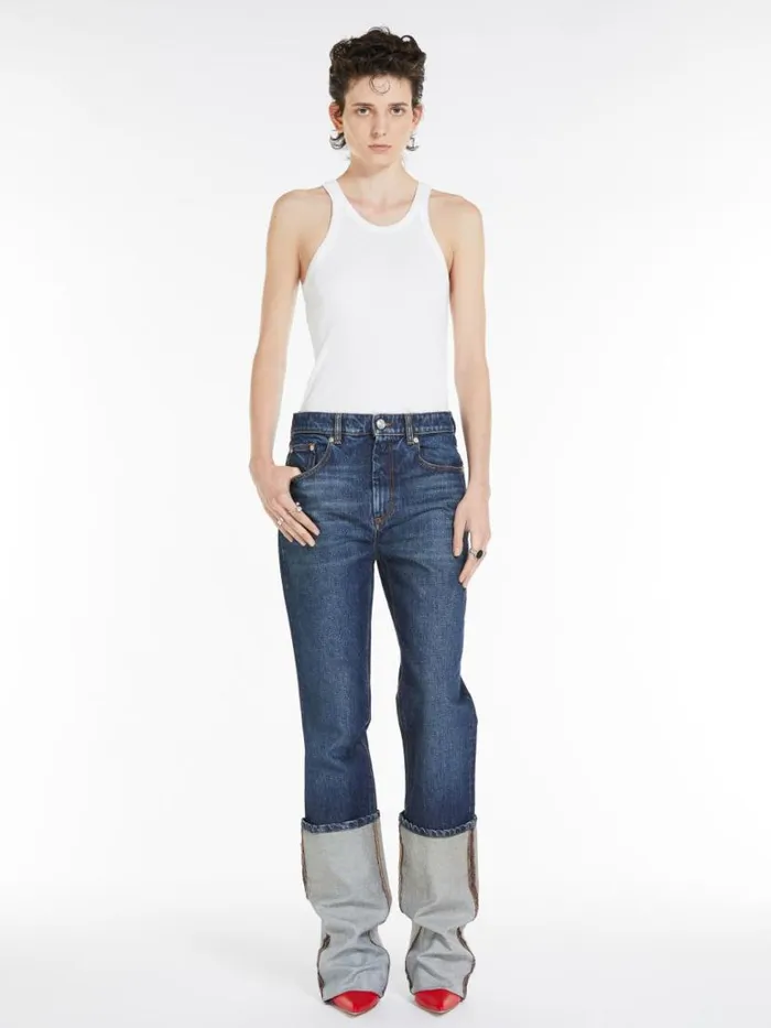 Women Max Mara Trousers And Jeans Denim Jeans With Extra Turnups Midnightblue
