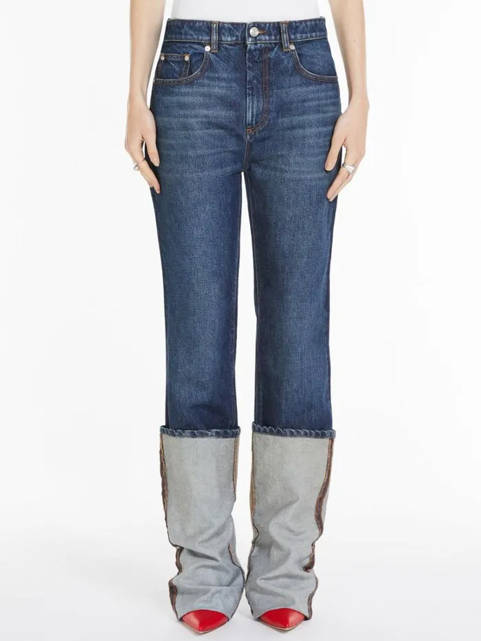 Women Max Mara Trousers And Jeans Denim Jeans With Extra Turnups Midnightblue