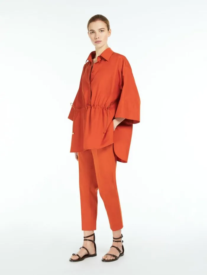 Women Max Mara Trousers And Jeans Stretch Satin Cropped Trousers Earth