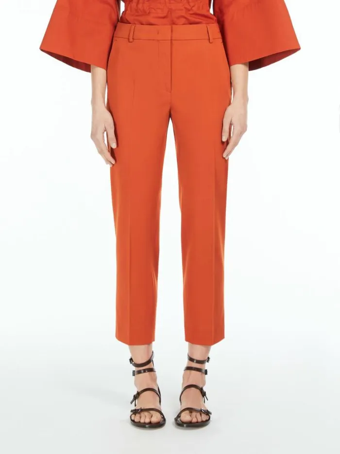 Women Max Mara Trousers And Jeans Stretch Satin Cropped Trousers Earth