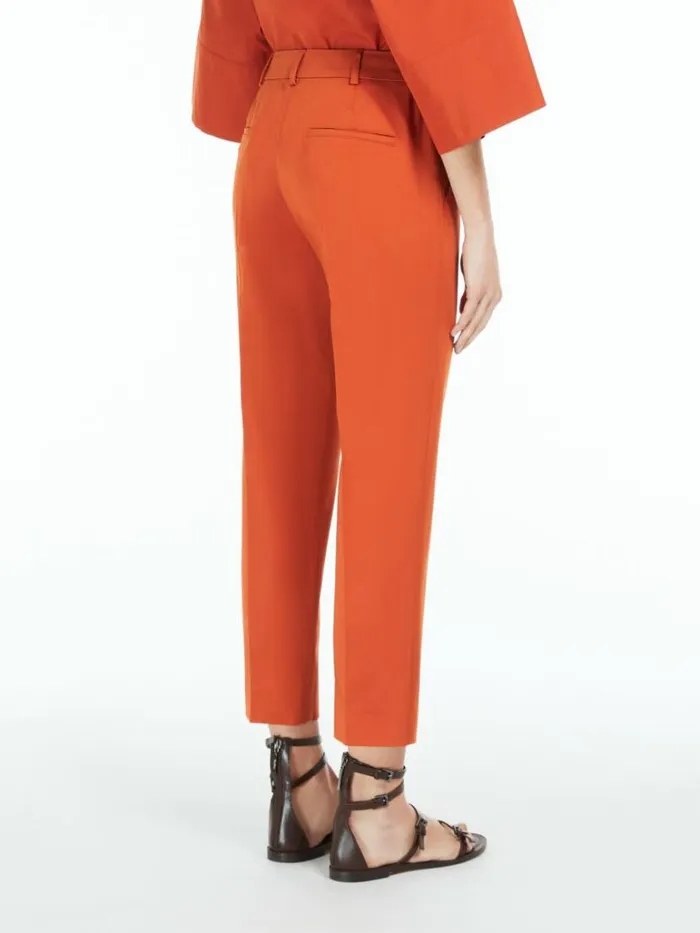 Women Max Mara Trousers And Jeans Stretch Satin Cropped Trousers Earth