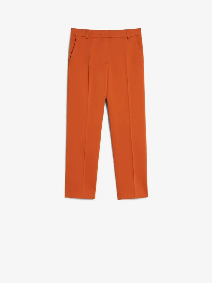 Women Max Mara Trousers And Jeans Stretch Satin Cropped Trousers Earth