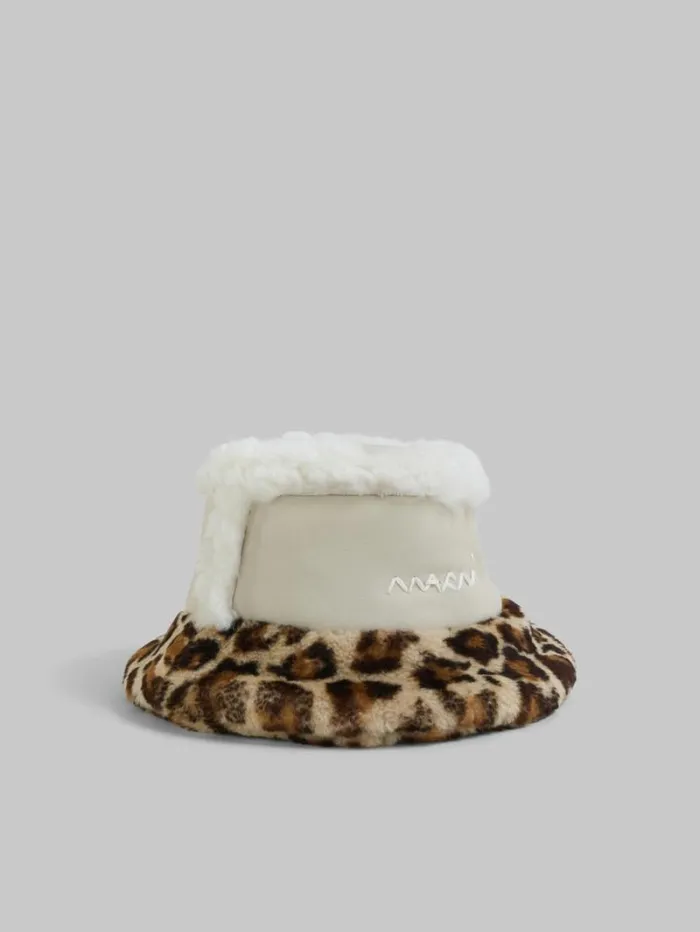 WomenMen Marni Hats Leather And Shearling Bucket Hat