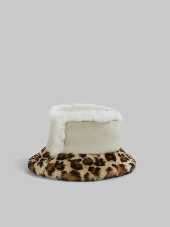 WomenMen Marni Hats Leather And Shearling Bucket Hat