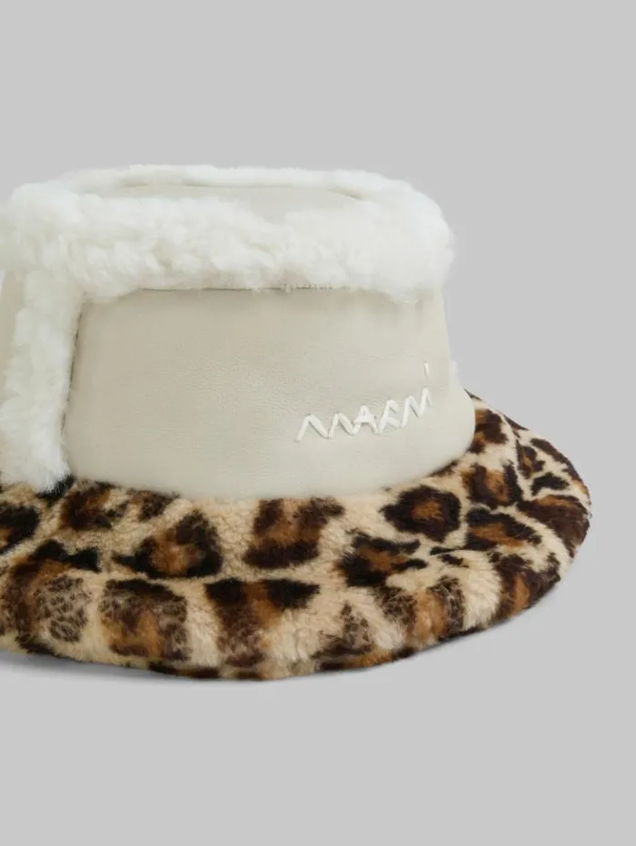 WomenMen Marni Hats Leather And Shearling Bucket Hat