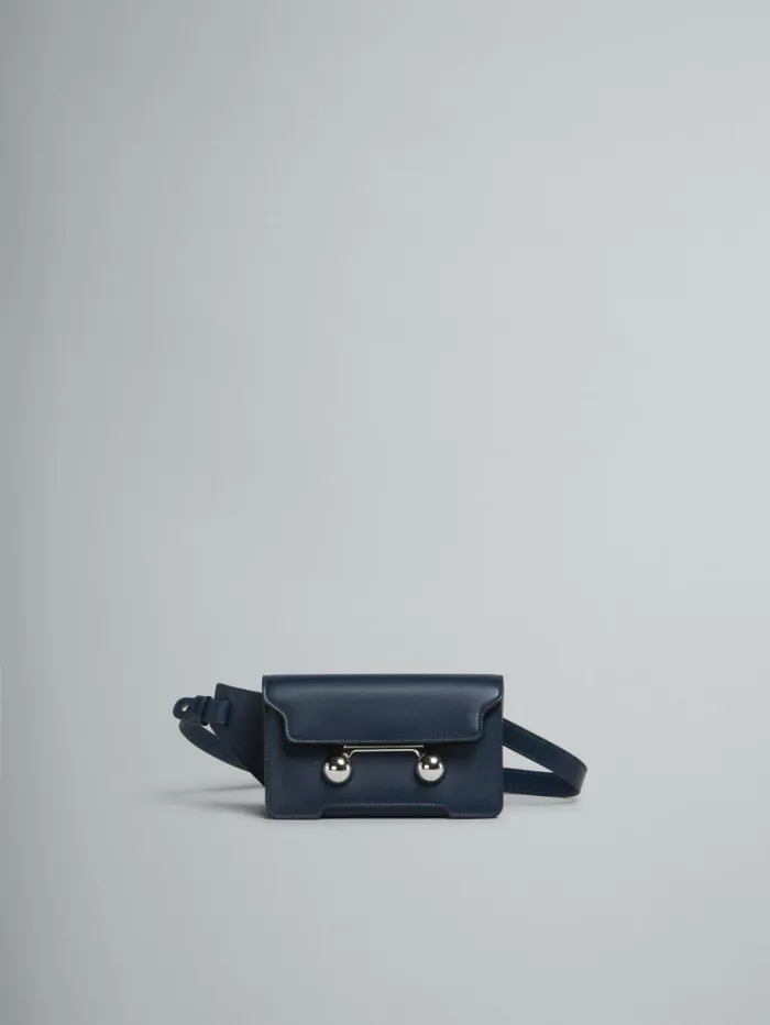 WomenMen Marni Trunkaroo Bag Deep Blue Leather Trunkaroo Crossbody Bag
