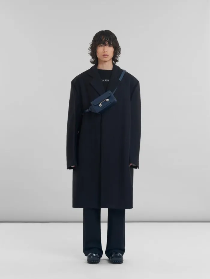 WomenMen Marni Trunkaroo Bag Deep Blue Leather Trunkaroo Crossbody Bag