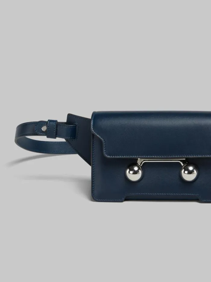 WomenMen Marni Trunkaroo Bag Deep Blue Leather Trunkaroo Crossbody Bag