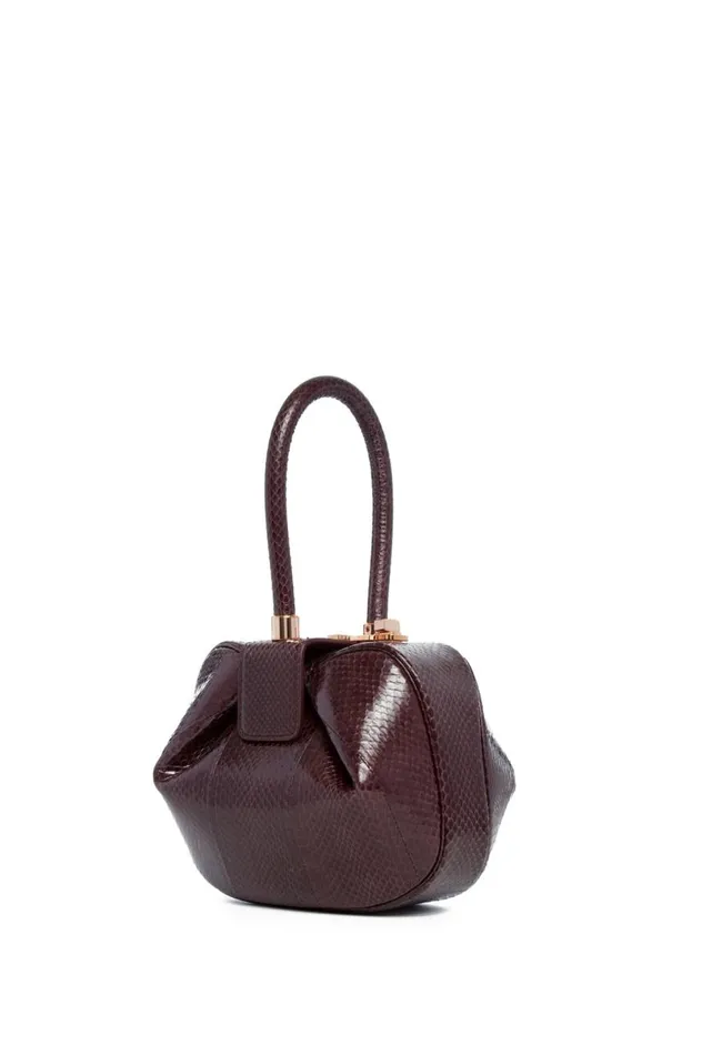 WomenMen Top Handles Gabriela Hearst Demi Bag In Bordeaux Snakeskin