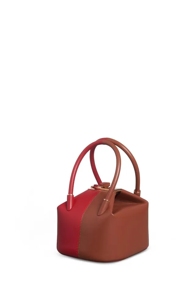 WomenMen Top Handles Gabriela Hearst Mini Baez Bag In Cognac and Red Nappa Leather