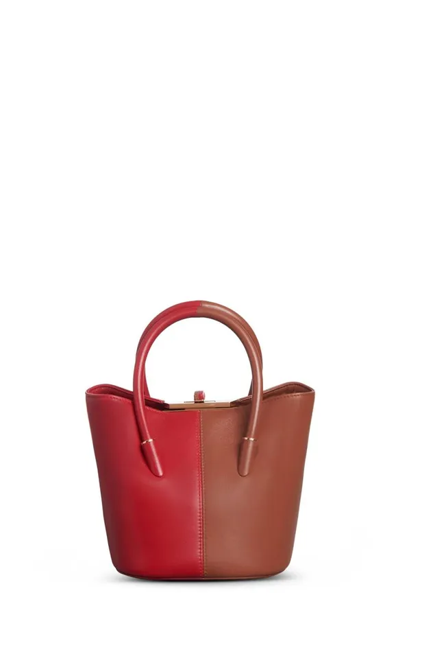 WomenMen Top Handles Gabriela Hearst Mini Baez Bag In Cognac and Red Nappa Leather