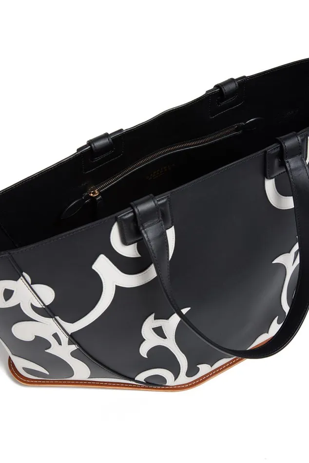 WomenMen Totes Gabriela Hearst Coyote Tote Bag In Black and Ivory Leather