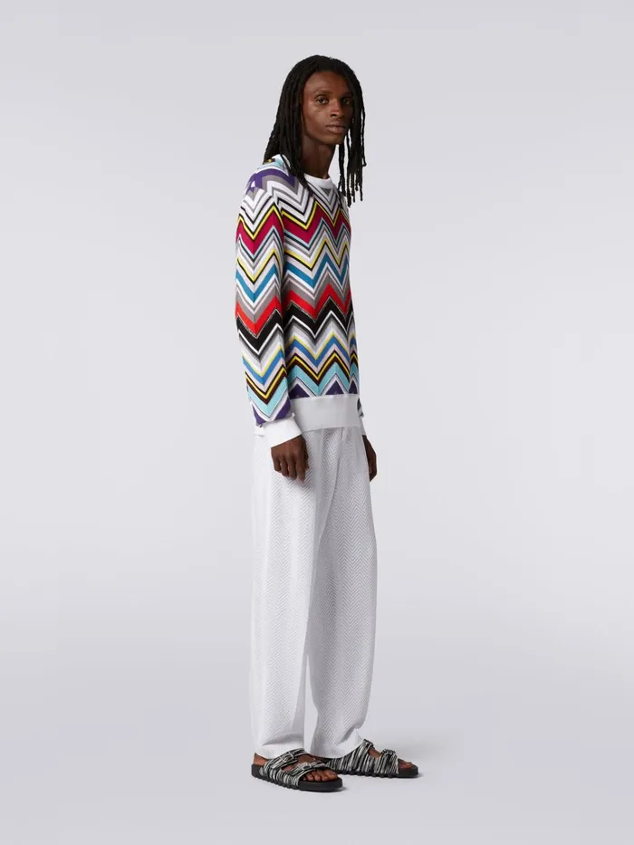 WomenMen Wool And Viscose Blend CrewNeck Pullover With Plain Trim Multicoloured Missoni Knitwear
