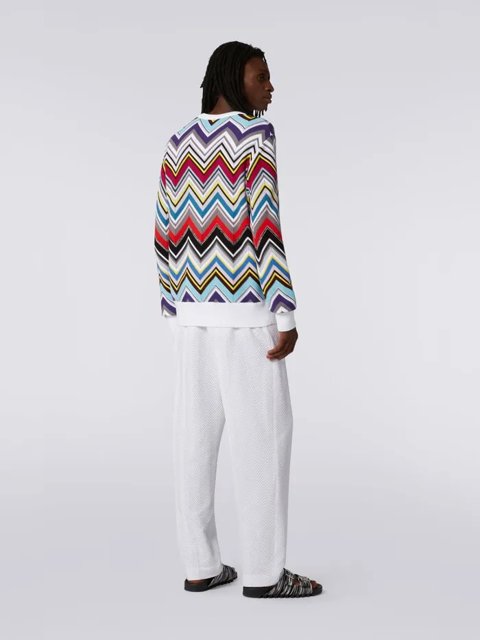 WomenMen Wool And Viscose Blend CrewNeck Pullover With Plain Trim Multicoloured Missoni Knitwear