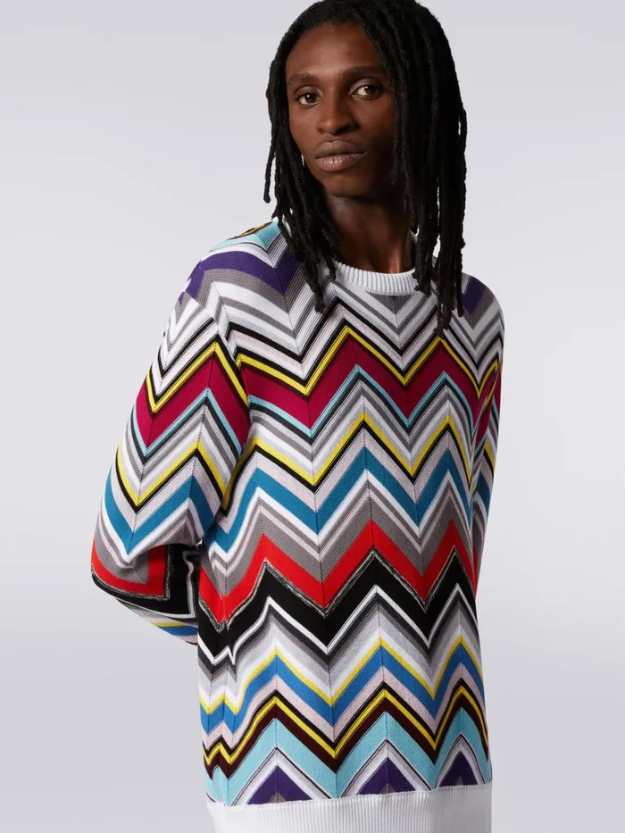WomenMen Wool And Viscose Blend CrewNeck Pullover With Plain Trim Multicoloured Missoni Knitwear