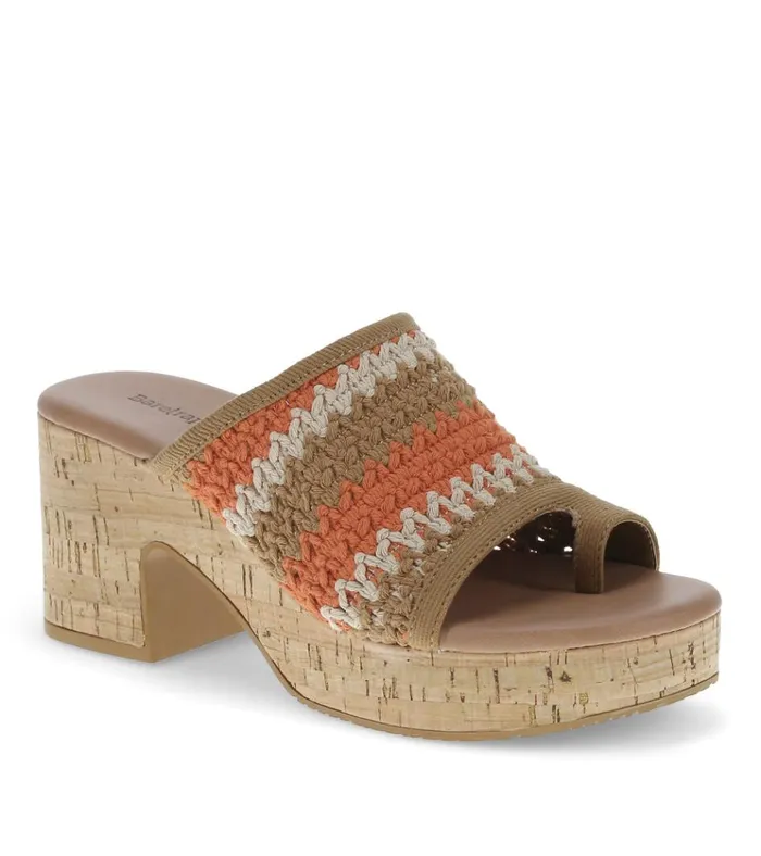 Women Michaela Block Heel Sandal Orange Aid Multi Baretraps Slides and Slip On Sandals