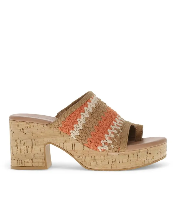 Women Michaela Block Heel Sandal Orange Aid Multi Baretraps Slides and Slip On Sandals