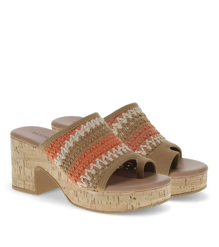 Women Michaela Block Heel Sandal Orange Aid Multi Baretraps Slides and Slip On Sandals