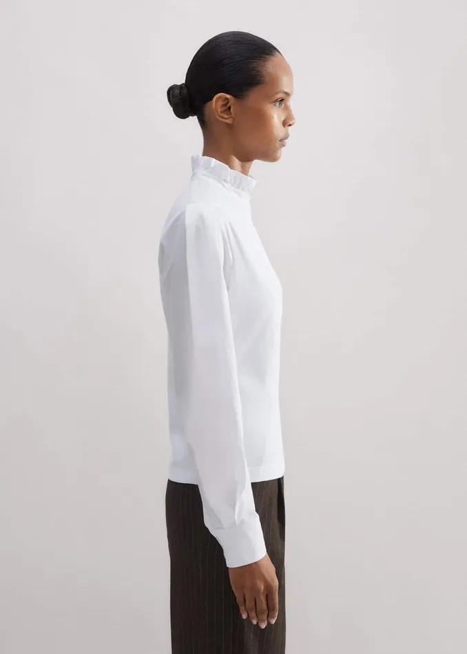 Women Mixed Media Textured Layering Shirt Fresh White MEEM