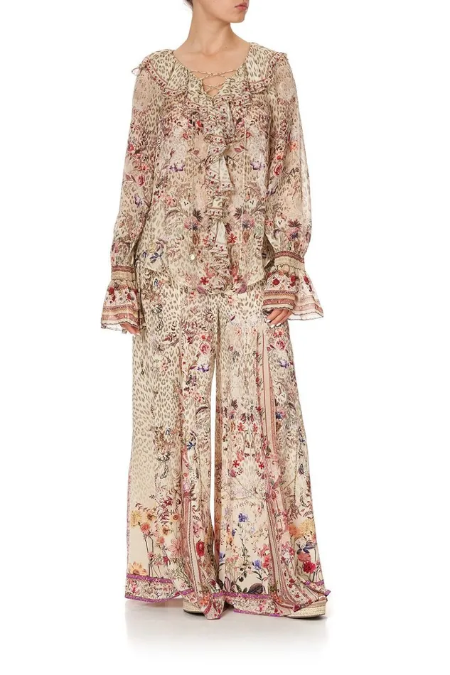 Women Modest Clothing Camilla Lace Up Ruffle Blouse Drifting Dreamer
