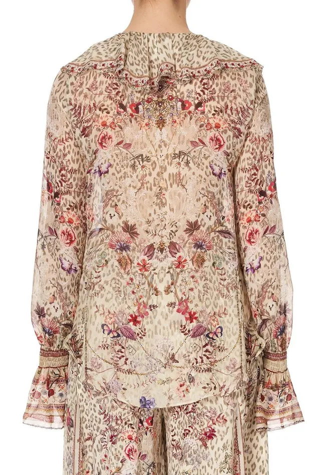 Women Modest Clothing Camilla Lace Up Ruffle Blouse Drifting Dreamer