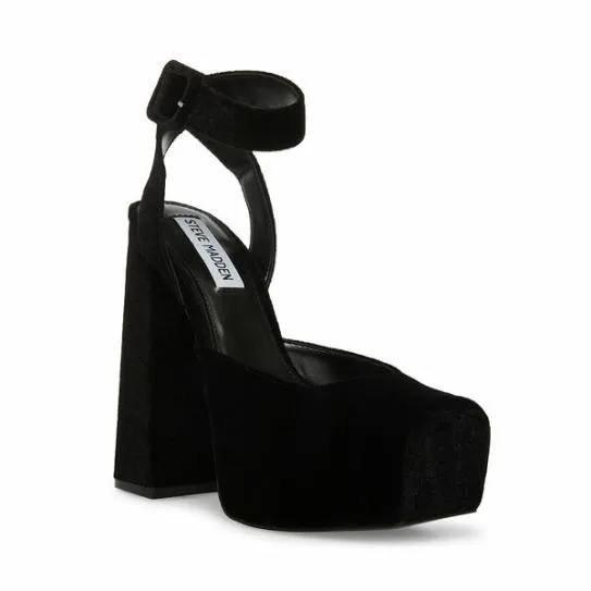 Women MONICA BLACK VELVET Black Velvet Steve Madden Heels Women MONICA BLACK VELVET Black Velvet Steve Madden Heels