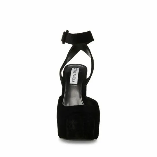 Women MONICA BLACK VELVET Black Velvet Steve Madden Heels Women MONICA BLACK VELVET Black Velvet Steve Madden Heels