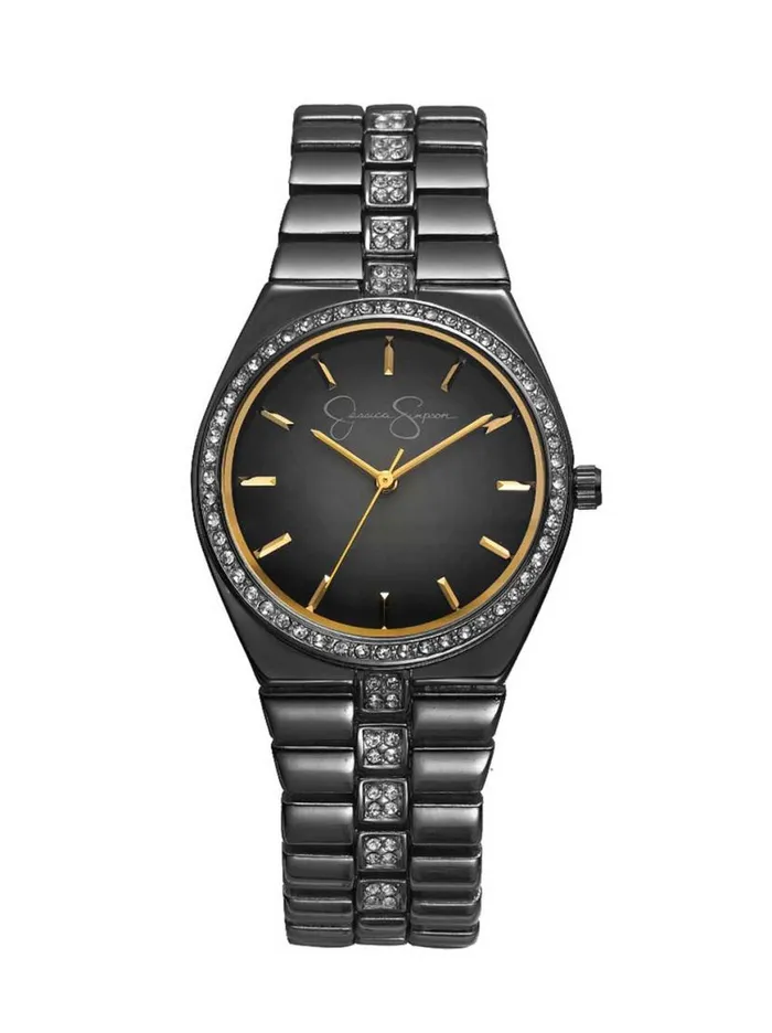 Women Mother Of Pearl Dial Crystal Bracelet Watch In Gunmetal Jessica Simpson Watches