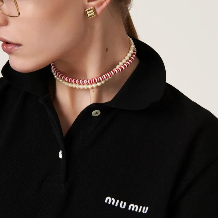 Women Necklaces Miu Miu Metal And Synthetic Pearl Choker Red Women Necklaces Miu Miu Metal And Synthetic Pearl Choker Red