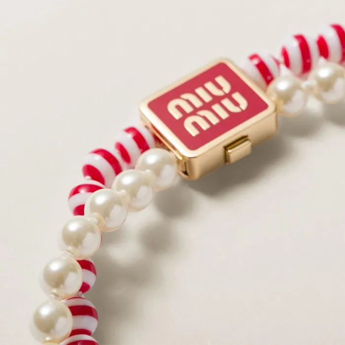 Women Necklaces Miu Miu Metal And Synthetic Pearl Choker Red Women Necklaces Miu Miu Metal And Synthetic Pearl Choker Red