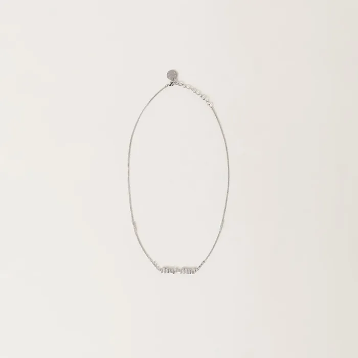 Women Necklaces Miu Miu Metal Necklace With Crystals Steelcrystal