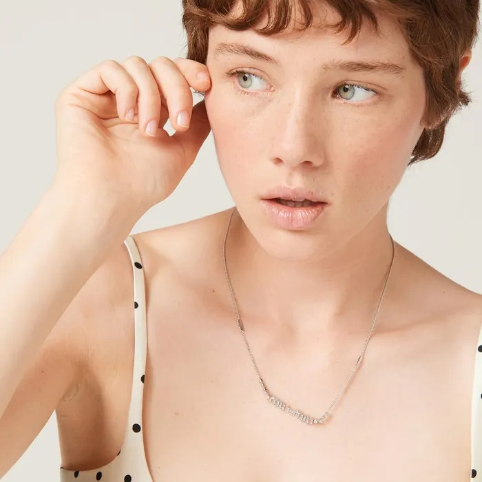 Women Necklaces Miu Miu Metal Necklace With Crystals Steelcrystal Women Necklaces Miu Miu Metal Necklace With Crystals Steelcrystal