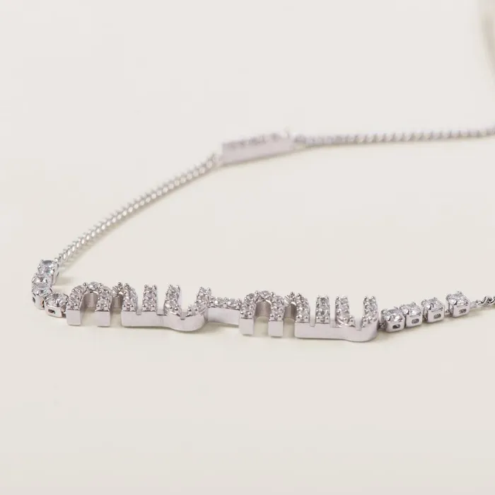 Women Necklaces Miu Miu Metal Necklace With Crystals Steelcrystal Women Necklaces Miu Miu Metal Necklace With Crystals Steelcrystal