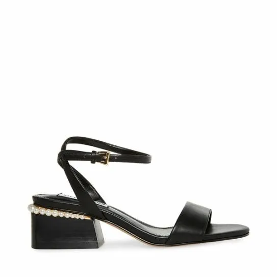 Women NORA BLACK LEATHER Black Leather Steve Madden Sandals