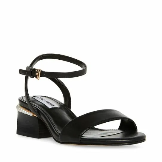 Women NORA BLACK LEATHER Black Leather Steve Madden Sandals Women NORA BLACK LEATHER Black Leather Steve Madden Sandals