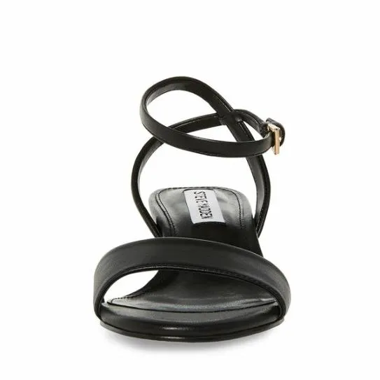 Women NORA BLACK LEATHER Black Leather Steve Madden Sandals Women NORA BLACK LEATHER Black Leather Steve Madden Sandals