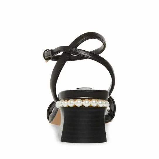 Women NORA BLACK LEATHER Black Leather Steve Madden Sandals Women NORA BLACK LEATHER Black Leather Steve Madden Sandals