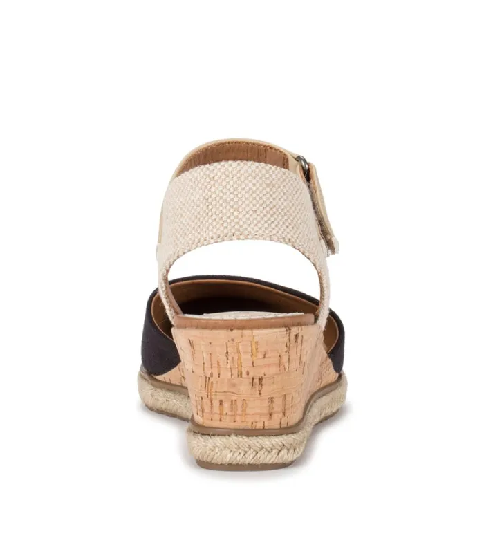 Women Ocean Closed Toe Wedge Sandal Black Canvas Baretraps Wedge Sandals