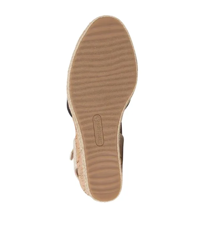 Women Ocean Closed Toe Wedge Sandal Black Canvas Baretraps Wedge Sandals
