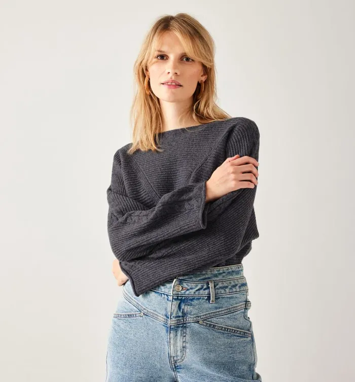 Women Ottoman Ribbed Jumper 8211 Light Grey Promod Jumpers And Cardigans