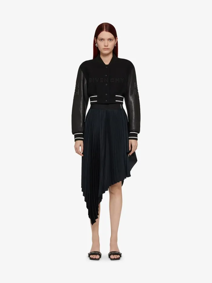 Women Outerwear and Blousons Givenchy GIVENCHY Cropped Varsity Jacket In Wool And Leather Blackwhite