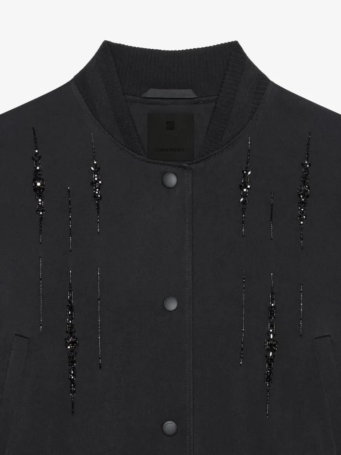 Women Outerwear and Blousons Givenchy Varsity Jacket In Satin With Crystals Black