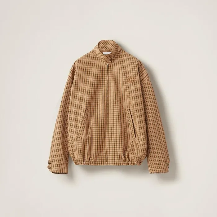 Women Outerwear Miu Miu Checked Canvas Blouson Jacket Cord