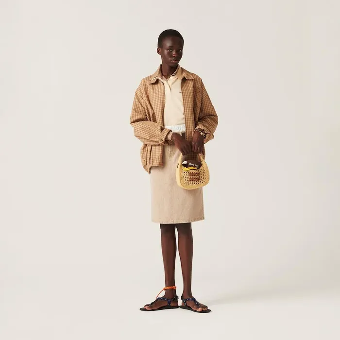Women Outerwear Miu Miu Checked Canvas Blouson Jacket Cord Women Outerwear Miu Miu Checked Canvas Blouson Jacket Cord
