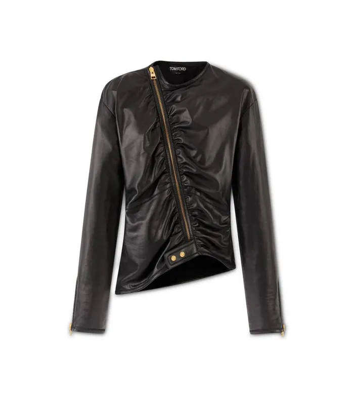 Women Outerwear Tom Ford Soft Silk Nappa Ruched Jacket Black