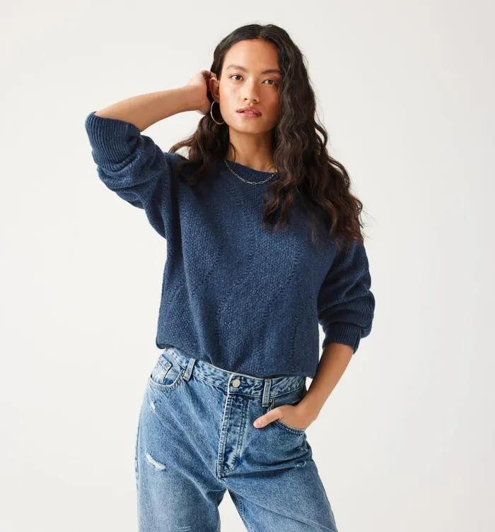 Women Oversized Glitzy Jumper 8211 Petrole Moyen Promod Jumpers And Cardigans
